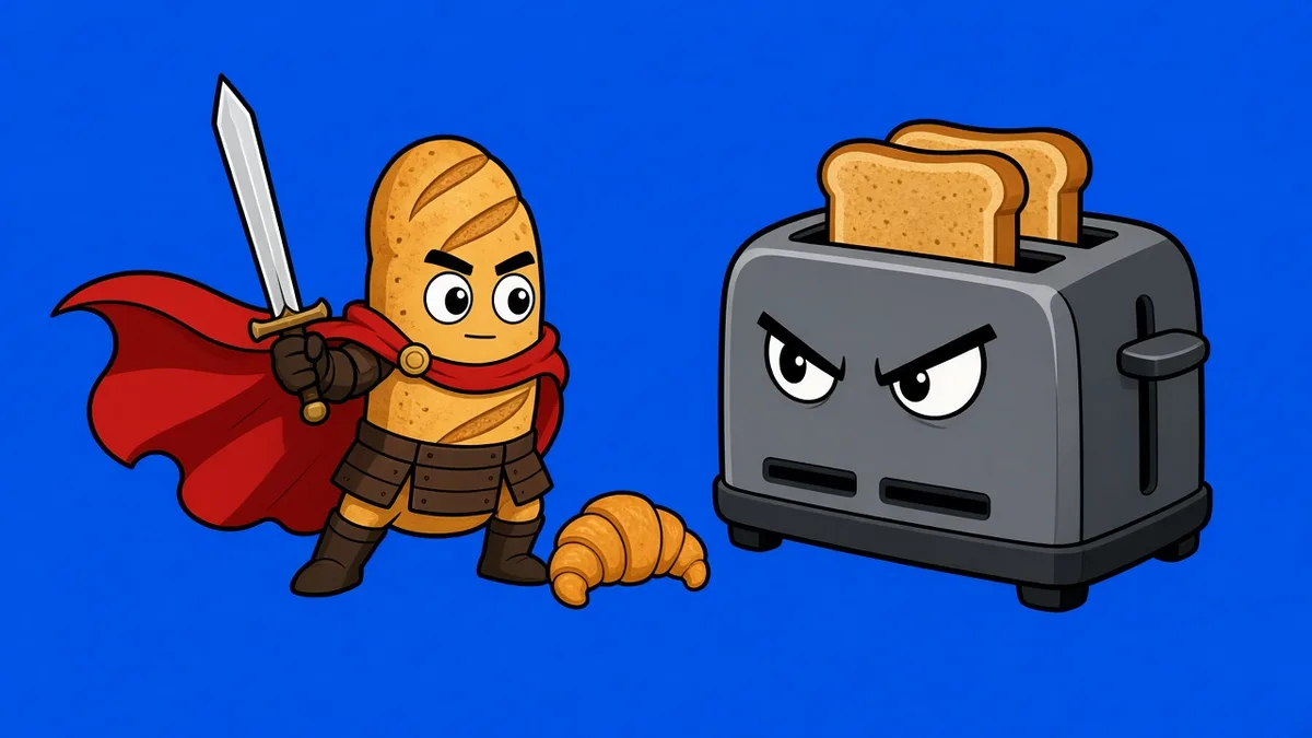Sir Baguette guarding a croissant