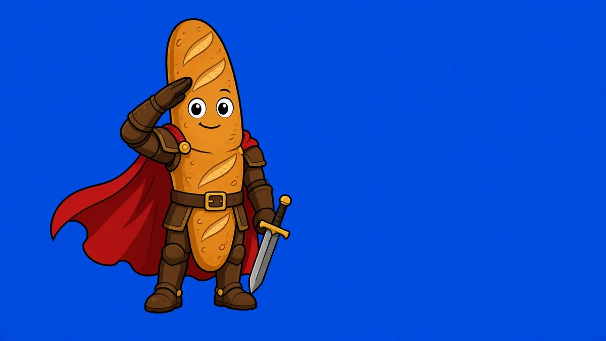 Sir Baguette giving a salute